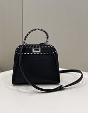 Fendi Black small peekaboo solid shopper handbag three-pieces-set jacquard strap plus coin pouch charm Size 23x7x18 cm - 2