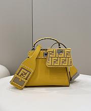 Fendi Yellow small peekaboo solid shopper handbag three-pieces-set jacquard strap plus coin pouch charm Size 23x7x18 cm - 1