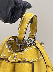 Fendi Yellow small peekaboo solid shopper handbag three-pieces-set jacquard strap plus coin pouch charm Size 23x7x18 cm - 6