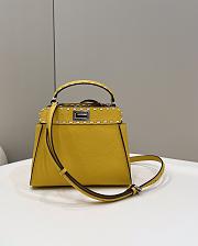 Fendi Yellow small peekaboo solid shopper handbag three-pieces-set jacquard strap plus coin pouch charm Size 23x7x18 cm - 2