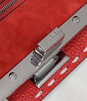 Fendi Red small peekaboo solid shopper handbag three-pieces-set jacquard strap plus coin pouch charm Size 23x7x18 cm - 6