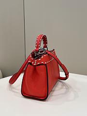 Fendi Red small peekaboo solid shopper handbag three-pieces-set jacquard strap plus coin pouch charm Size 23x7x18 cm - 4