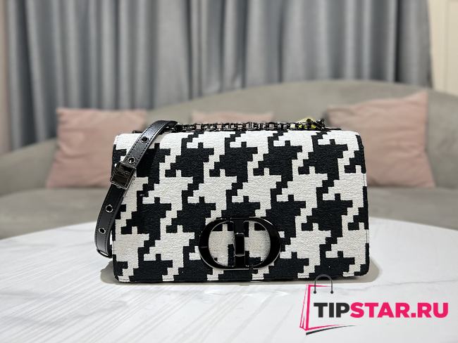 SMALL DIOR CARO BAG Black and White Macro Houndstooth Fabric Size 25 x 15 x 8 cm - 1