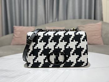 SMALL DIOR CARO BAG Black and White Macro Houndstooth Fabric Size 25 x 15 x 8 cm