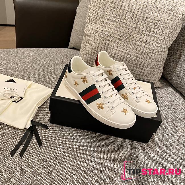 Gucci Women Ace Embroidered Low White  - 1