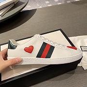 Gucci Women Ace Embroidered Hearts White - 4