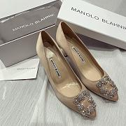 Manolo Blahnik Hangisi Beige Satin Jewel Buckle Pumps - 1