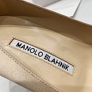 Manolo Blahnik Hangisi Beige Satin Jewel Buckle Pumps - 5