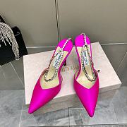 JIMMY CHOO Pink Bing 65 Plexi Mules with Crystal Strap - 3