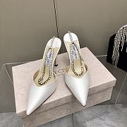 JIMMY CHOO White Bing 65 Plexi Mules with Crystal Strap - 6