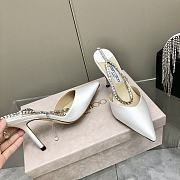 JIMMY CHOO White Bing 65 Plexi Mules with Crystal Strap - 5