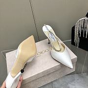JIMMY CHOO White Bing 65 Plexi Mules with Crystal Strap - 3