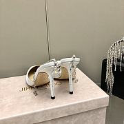 JIMMY CHOO White Bing 65 Plexi Mules with Crystal Strap - 4