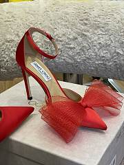 JIMMY CHOO Averly 100 bow-trimmed pumps Red - 6