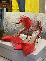 JIMMY CHOO Averly 100 bow-trimmed pumps Red - 5