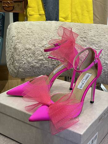 JIMMY CHOO Averly 100 bow-trimmed pumps Pink