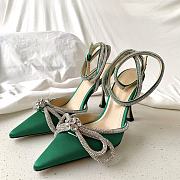 MACH & MACH 110 Green Crystal-Embellished Satin Pumps - 1