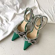 MACH & MACH 110 Green Crystal-Embellished Satin Pumps - 3