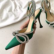 MACH & MACH 110 Green Crystal-Embellished Satin Pumps - 4