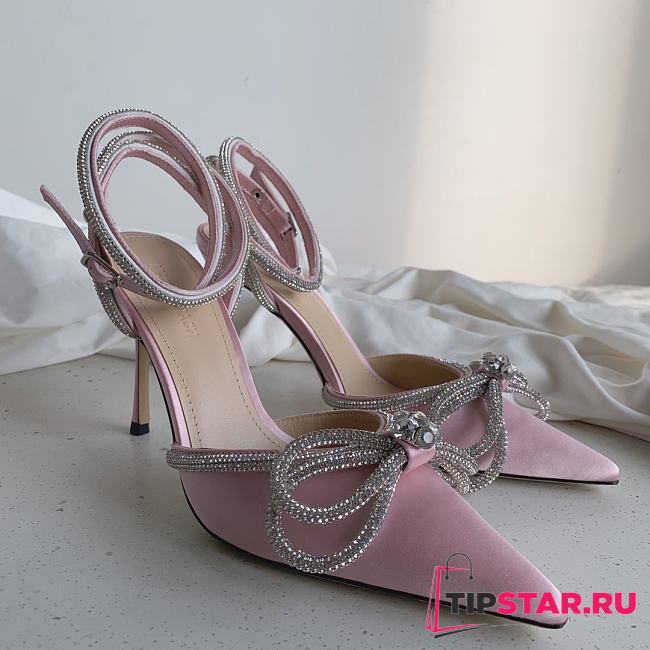 MACH & MACH 110 Pink Crystal-Embellished Satin Pumps - 1