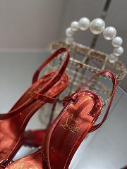 Christian Louboutin  Red Rosalie 100 mm Sandals - Patent calf Psychic - Loubi  - 3