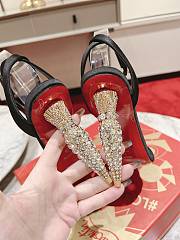 Christian Louboutin Lipstrass Queen 100 mm Sandals - Crepe satin and strass - Black - 4