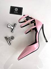 Versace Women's Pink Pin-point Leather Pumps - 4