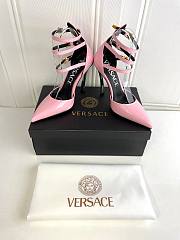 Versace Women's Pink Pin-point Leather Pumps - 2