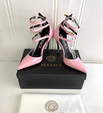 Versace Women's Pink Pin-point Leather Pumps
