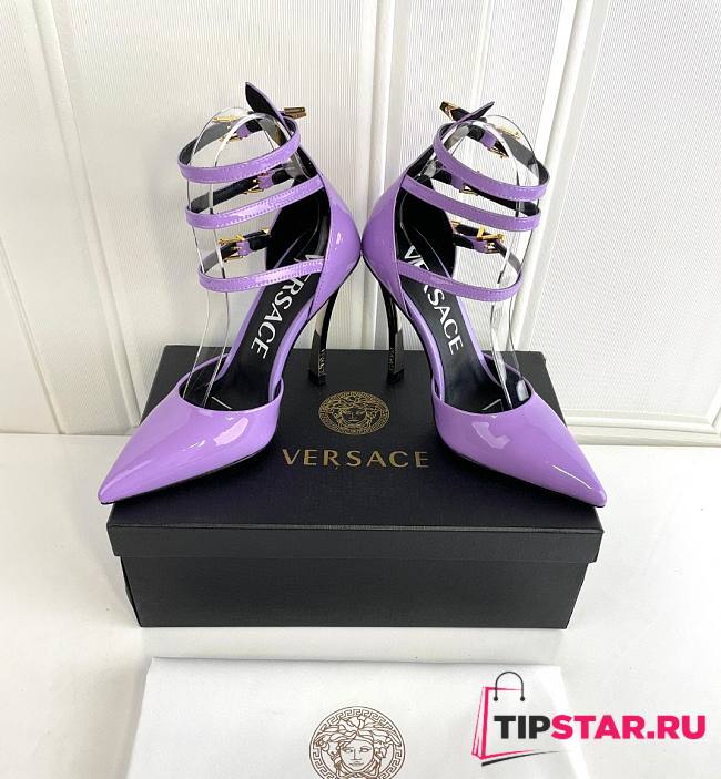 Versace Women's Purple Pin-point Leather Pumps - 1