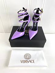 Versace Women's Purple Pin-point Leather Pumps - 3