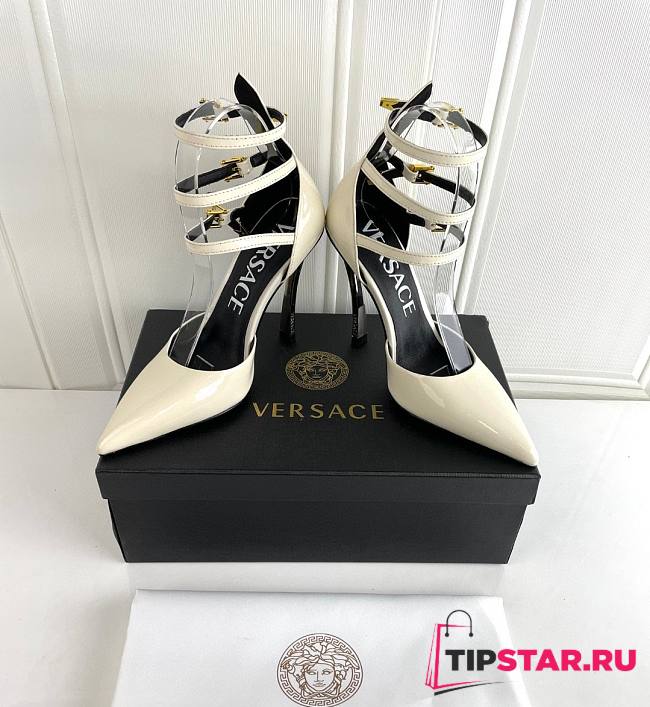 Versace Women's Cream Pin-point Leather Pumps - 1