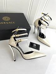 Versace Women's Cream Pin-point Leather Pumps - 5