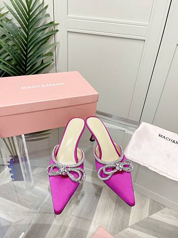 MACH & MACH Double Bow Iridescent Mules purple Pink