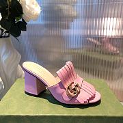 Gucci Marmont GG Wild Rose Fringe Mules Sandals Heels - 2