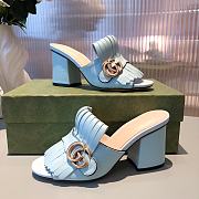 Gucci Marmont GG Wild Blue Fringe Mules Sandals Heels - 3