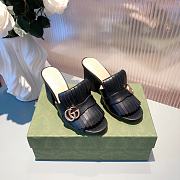 Gucci Marmont GG Wild Blue Fringe Mules Sandals Heels Black - 2