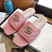 Women's GG matelassé canvas slide sandal Pink - 6