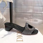 Dior Women D-Club Slide Black Suede Calfskin with Silver-Finish Strass - 3