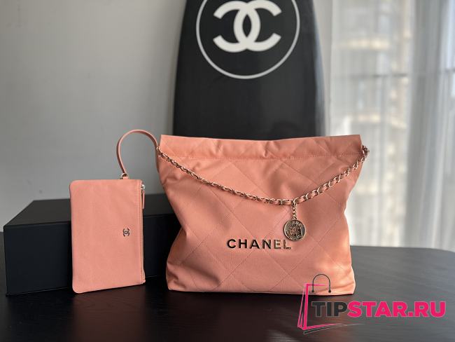 Chanel 22 Medium Handbag Pink caviar leather Size 39x42x8 cm - 1