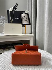 CHANEL Classic Flap Bag Orange Quilted Lambskin Leather Size 20 cm - 4