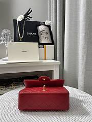 CHANEL Classic Flap Bag Red Quilted Lambskin Leather Size 20 cm - 5