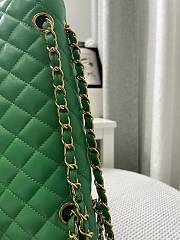 Chanel Green Quilted Lambskin Classic Single Flap Bag Gold Hardware Size 25x15x6 cm - 6