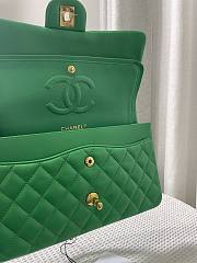 Chanel Green Quilted Lambskin Classic Single Flap Bag Gold Hardware Size 25x15x6 cm - 5