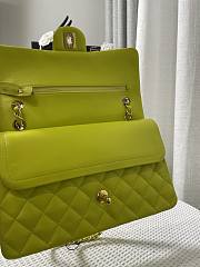 Chanel Neon Green Quilted Lambskin Classic Single Flap Bag Gold Hardware Size 25x15x6 cm - 6