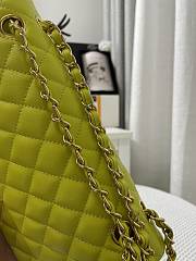 Chanel Neon Green Quilted Lambskin Classic Single Flap Bag Gold Hardware Size 25x15x6 cm - 5