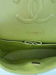 Chanel Neon Green Quilted Lambskin Classic Single Flap Bag Gold Hardware Size 25x15x6 cm - 3