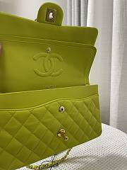 Chanel Neon Green Quilted Lambskin Classic Single Flap Bag Gold Hardware Size 25x15x6 cm - 4