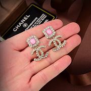 Chanel Metal Crystal CC Earrings Gold Pink - 3