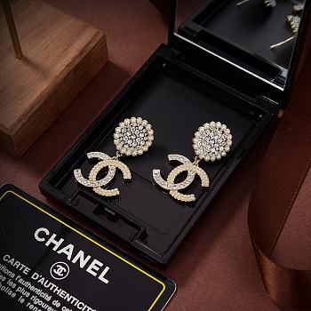 CHANEL Oversized Crystal Earrings CC logo